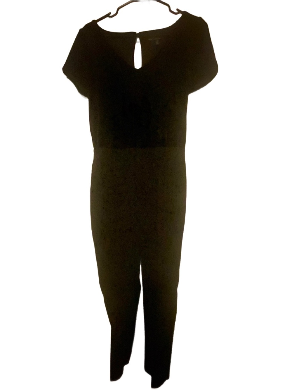 White House Black Market Black Short-Sleeve Keyhole Jumpsuit